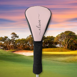 Blush Dusty Pink Modern Script Girl Monogram Name Golf Headcover