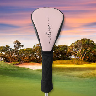 Blush Dusty Pink Modern Script Girl Monogram Name Golf Headcover