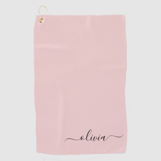 Blush Dusty Pink Modern Script Girl Monogram Name Golfhandtuch (Vorderseite)