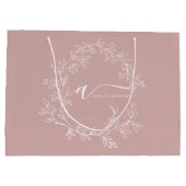 Blush Dusty Pink Modern Script Girl Monogram Name Große Geschenktüte (Rückseite)
