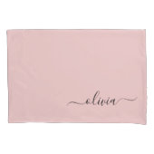 Blush Dusty Pink Modern Script Girl Monogram Name Kissenbezug (Vorderseite)