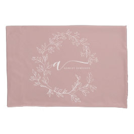 Blush Dusty Pink Modern Script Girl Monogram Name Kissenbezug