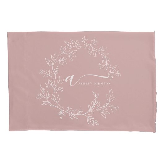 Blush Dusty Pink Modern Script Girl Monogram Name Kissenbezug (Vorderseite)