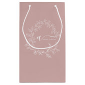 Blush Dusty Pink Modern Script Girl Monogram Name Kleine Geschenktüte (Rückseite)
