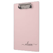 Blush Dusty Pink Modern Script Girl Monogram Name Klemmbrett (Links)