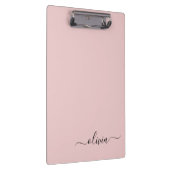 Blush Dusty Pink Modern Script Girl Monogram Name Klemmbrett (Rechts)