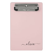 Blush Dusty Pink Modern Script Girl Monogram Name Mini Klemmbrett (Vorderseite)
