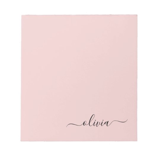 Blush Dusty Pink Modern Script Girl Monogram Name Notizblock (Vorderseite)
