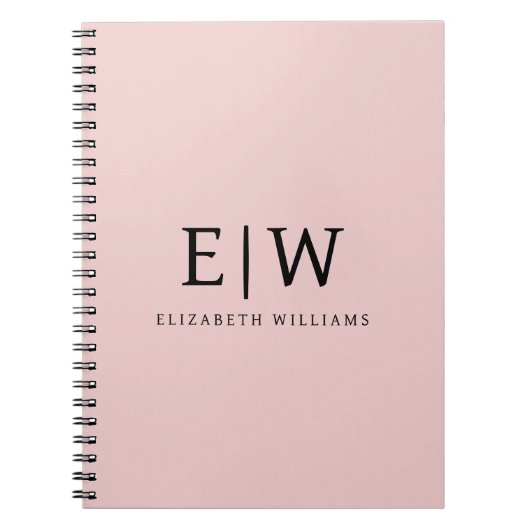 Blush Dusty Pink Modern Script Girl Monogram Name Notizblock (Vorderseite)