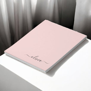 Blush Dusty Pink Modern Script Girl Monogram Name Notizblock