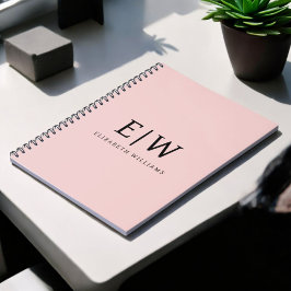 Blush Dusty Pink Modern Script Girl Monogram Name Notizblock