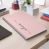 Blush Dusty Pink Modern Script Girl Monogram Name Notizblock