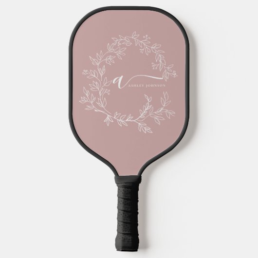 Blush Dusty Pink Modern Script Girl Monogram Name Pickleball Schläger (Rückseite)
