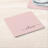 Blush Dusty Pink Modern Script Girl Monogram Name Rechteckiger Pappuntersetzer (angewinkelt)