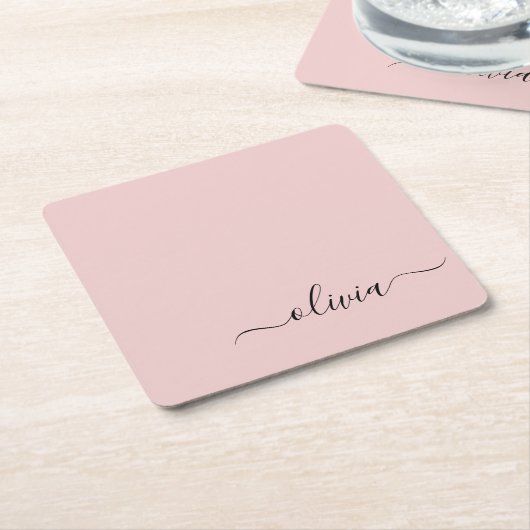 Blush Dusty Pink Modern Script Girl Monogram Name Rechteckiger Pappuntersetzer (angewinkelt)