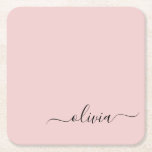 Blush Dusty Pink Modern Script Girl Monogram Name Rechteckiger Pappuntersetzer<br><div class="desc">Pinsel Dusty Pink einfache Script Monogram Name Paper Untersetzer. Dies macht den perfekten Abschluss,  Geburtstag,  Hochzeit,  Brautparty,  Jubiläum,  Babydusche oder Junggeselinnen-Abschied Geschenk für jemanden,  die Lieben glamourösen Luxus und schicke Stile.</div>