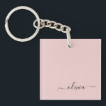 Blush Dusty Pink Modern Script Girl Monogram Name Schlüsselanhänger<br><div class="desc">Blush Dusty Pink Simple Script Monogram Name Schlüsselanhänger. Das macht den perfekten 16 Geburtstag,  Hochzeit,  Brautparty,  Jubiläum,  Babydusche oder Junggeselinnen-Abschied Geschenk für jemanden,  der Lieben glamourösen Luxus und schicke Stile.</div>