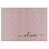 Blush Dusty Pink Modern Script Girl Monogram Name Schneidebrett (Vorderseite)