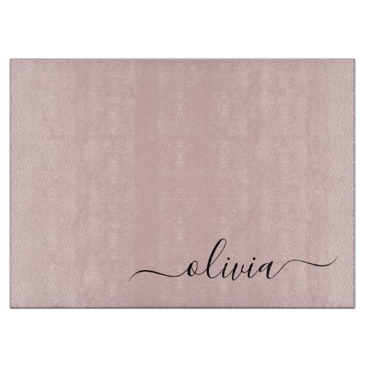 Blush Dusty Pink Modern Script Girl Monogram Name Schneidebrett (Vorderseite)