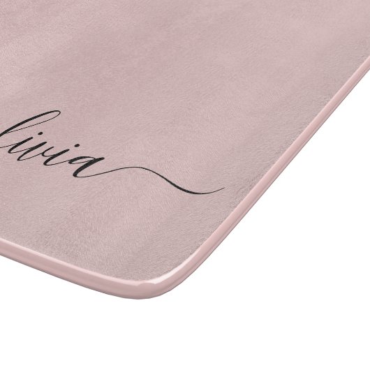 Blush Dusty Pink Modern Script Girl Monogram Name Schneidebrett (Ecke)