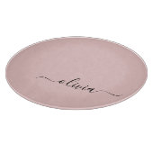 Blush Dusty Pink Modern Script Girl Monogram Name Schneidebrett (Ecke)