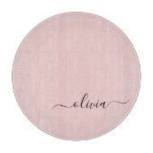Blush Dusty Pink Modern Script Girl Monogram Name Schneidebrett (Vorderseite)