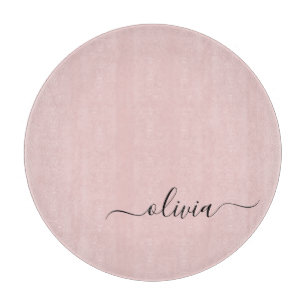Blush Dusty Pink Modern Script Girl Monogram Name Schneidebrett