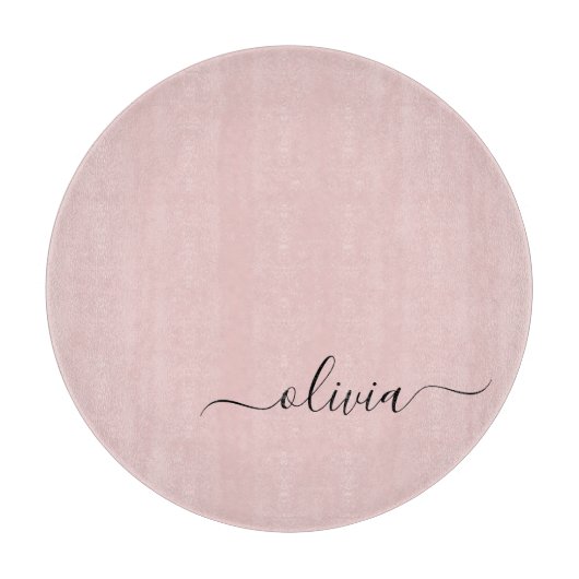 Blush Dusty Pink Modern Script Girl Monogram Name Schneidebrett (Vorderseite)
