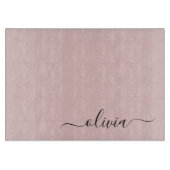 Blush Dusty Pink Modern Script Girl Monogram Name Schneidebrett (Vorderseite)