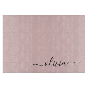 Blush Dusty Pink Modern Script Girl Monogram Name Schneidebrett
