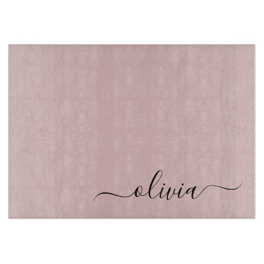 Blush Dusty Pink Modern Script Girl Monogram Name Schneidebrett (Vorderseite)