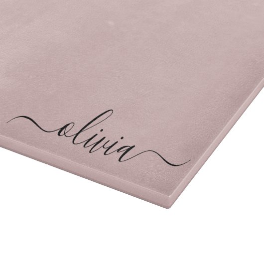 Blush Dusty Pink Modern Script Girl Monogram Name Schneidebrett (Ecke)