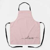 Blush Dusty Pink Modern Script Girl Monogram Name Schürze (Vorderseite)