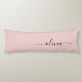 Blush Dusty Pink Modern Script Girl Monogram Name Seitenschläferkissen (Vorderseite)