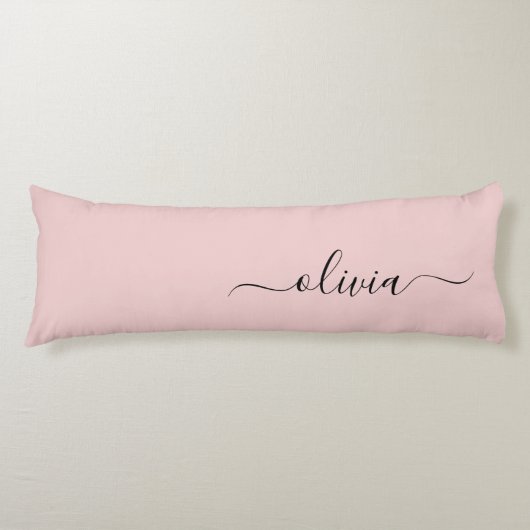 Blush Dusty Pink Modern Script Girl Monogram Name Seitenschläferkissen (Vorderseite)