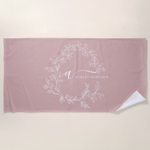 Blush Dusty Pink Modern Script Girl Monogram Name Strandtuch