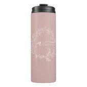Blush Dusty Pink Modern Script Girl Monogram Name Thermosbecher (Vorderseite)