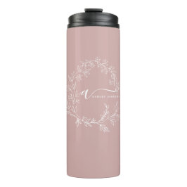 Blush Dusty Pink Modern Script Girl Monogram Name Thermosbecher