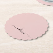 Blush Dusty Pink Modern Script Girl Monogram Name Untersetzer (angewinkelt)