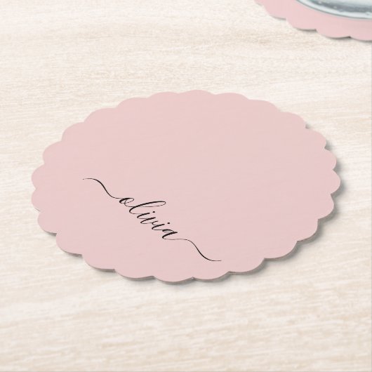 Blush Dusty Pink Modern Script Girl Monogram Name Untersetzer (angewinkelt)