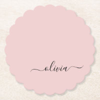 Blush Dusty Pink Modern Script Girl Monogram Name