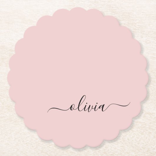 Blush Dusty Pink Modern Script Girl Monogram Name Untersetzer (Vorderseite)