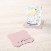 Blush Dusty Pink Modern Script Girl Monogram Name Untersetzer (Vor Ort)