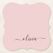 Blush Dusty Pink Modern Script Girl Monogram Name Untersetzer (Vorderseite)