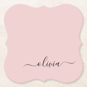 Blush Dusty Pink Modern Script Girl Monogram Name Untersetzer