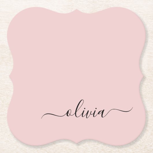 Blush Dusty Pink Modern Script Girl Monogram Name Untersetzer (Vorderseite)