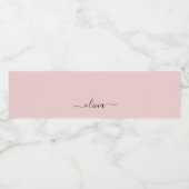 Blush Dusty Pink Modern Script Girl Monogram Name Wasserflaschenetikett (Einzelnes Label)