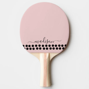 Blush Dusty Pink Modern Script Monogram Name Tischtennis Schläger