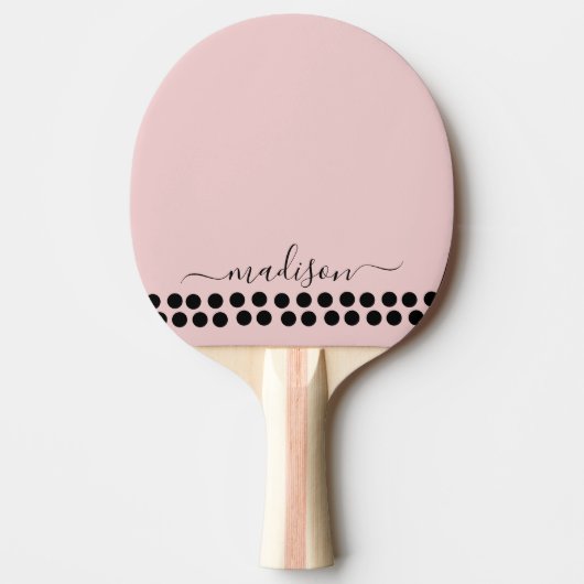 Blush Dusty Pink Modern Script Monogram Name Tischtennis Schläger (Vorderseite)