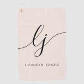 Blush Dusty Pink Moderne Script Monogram Name Girl Golfhandtuch (Vorderseite)